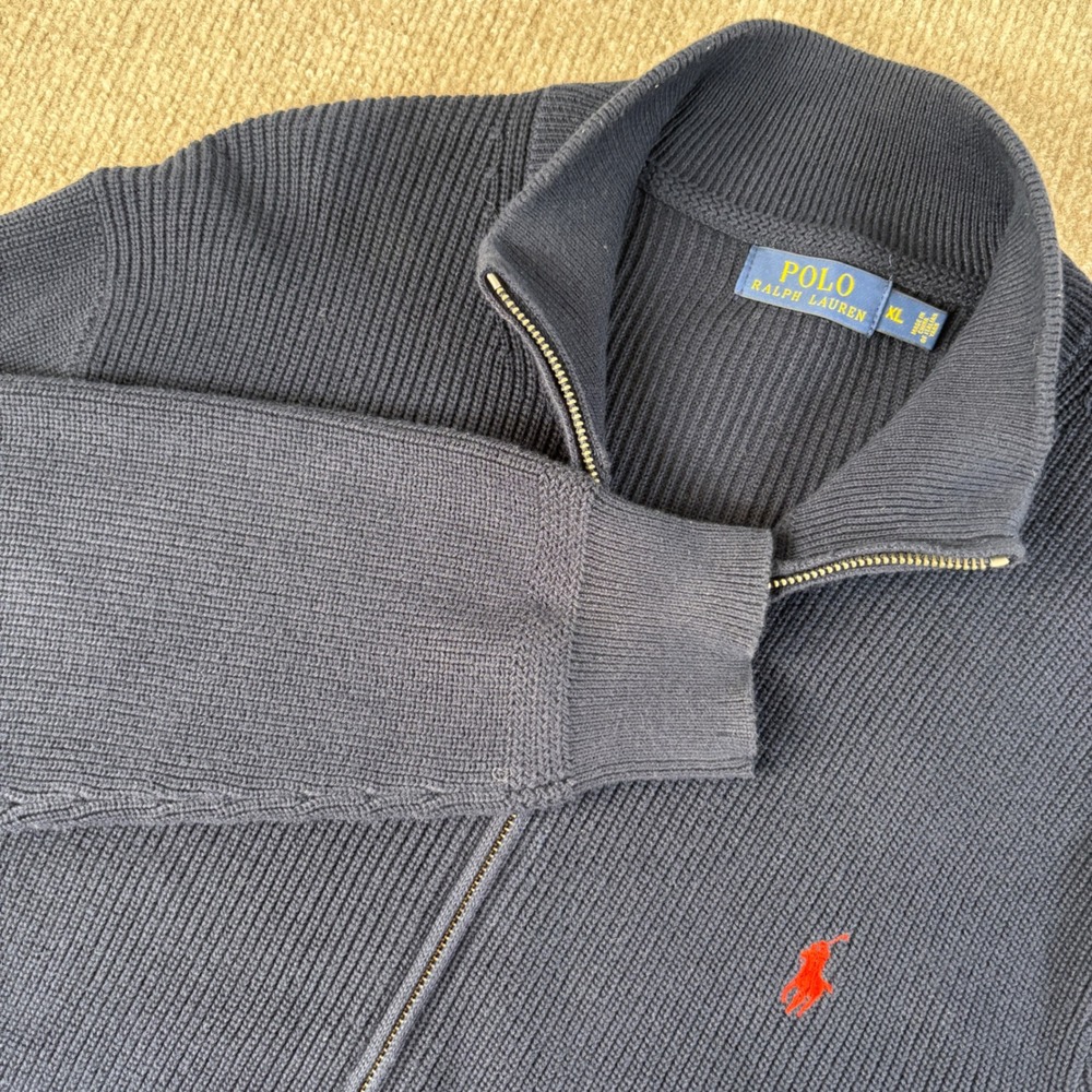 Polo‎ Ralph Lauren Italian Yarn Full Zip Cardigan Sweater Men's Size XL EUC